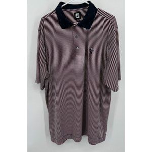 FootJoy Polo Shirt Mens XL Pink Striped FJ Golf 3 Star Embroidered